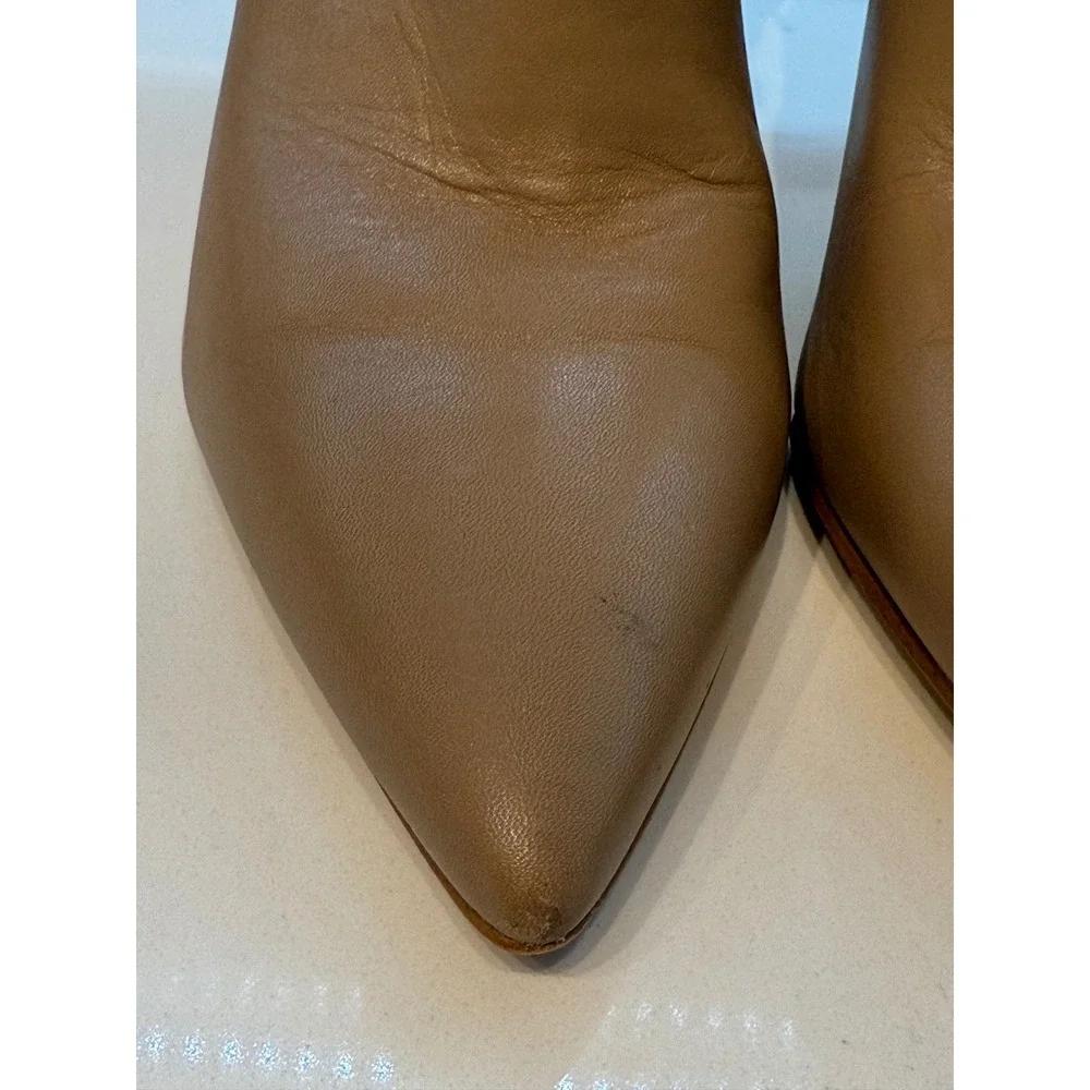 Marc Fisher LTD Pointed Toe Tan Leather Heeled‎ Ankle Boots Booties 8.5M